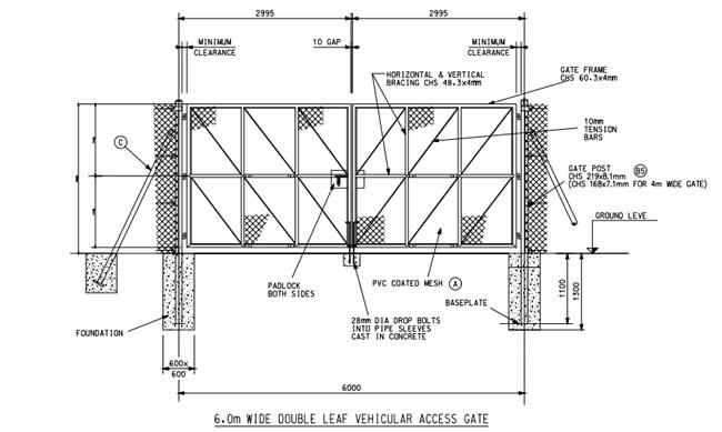 hot dip galvanized chain link double leaf swing gate